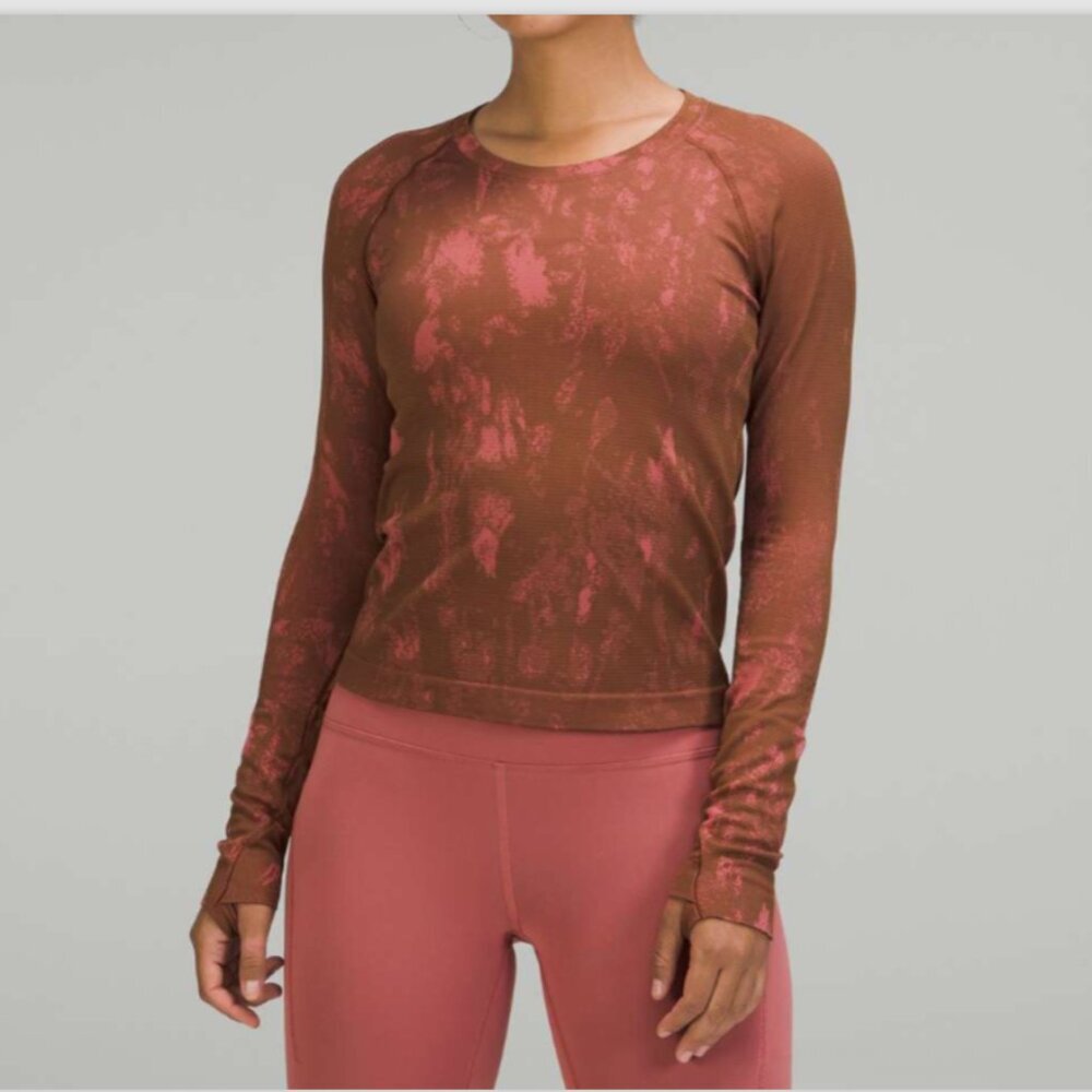 Lululemon Swiftly Tech 2.0 Ls Top Size 4 Brown Pi… - image 1